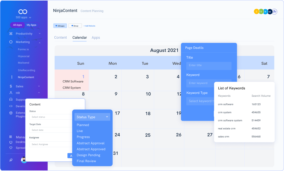 content calendar tool leave note